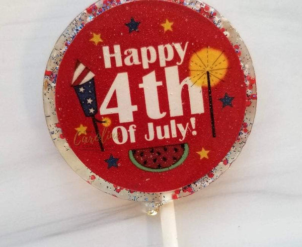 Red 4th of July Lollipops - Set of 6 - Sweet Caroline Confections | The Original Sparkle Lollipops